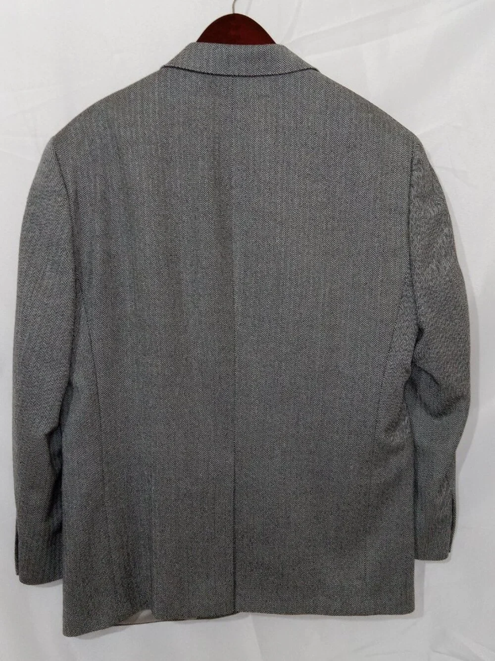 Hart Schaffner Marx Blazer 42S Gray Herringbone Wool USA Union Made Vintage